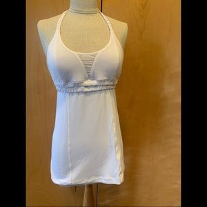 Lululemon White Halter Tank Dress with Built in Sports Bra